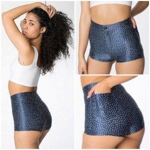 Genuine Authentic HOT American Apparel Disco Shorts Shiny Blue / White spots S